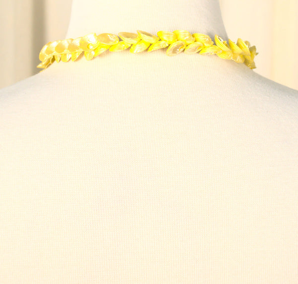 Bright Yellow Shell Vintage Necklace Cats Like Us