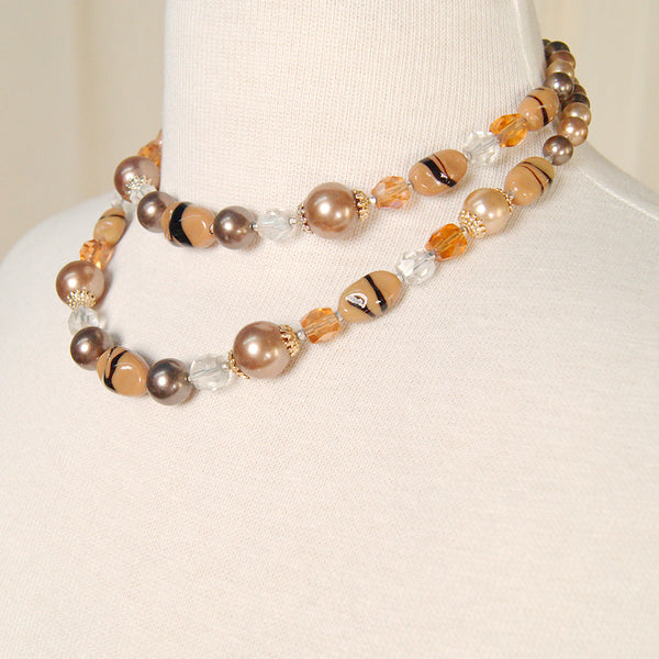 Brown Double Strand Necklace Cats Like Us