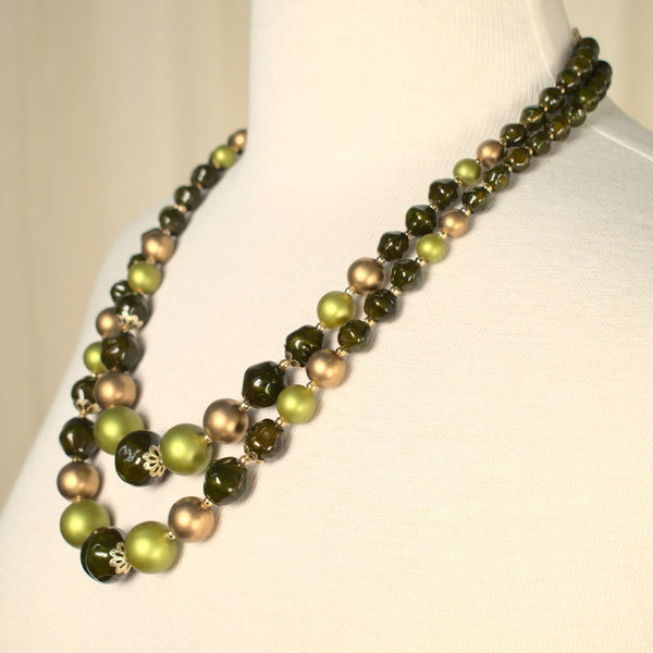 Brown & Lime Pearl Necklace Cats Like Us