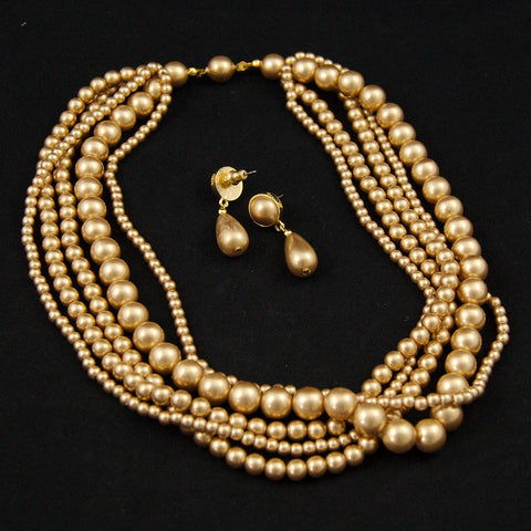 Caramel Pearl Necklace Set Cats Like Us