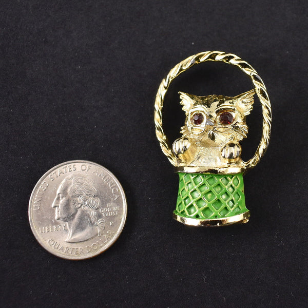 Cat In a Basket Brooch Pin Cats Like Us