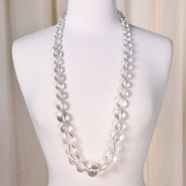 Chunky Long Clear Bead Necklace Cats Like Us