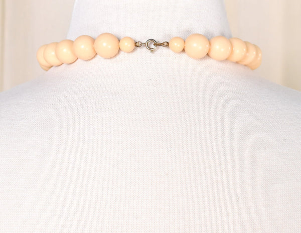 Chunky Peach Bead Vintage Necklace Cats Like Us