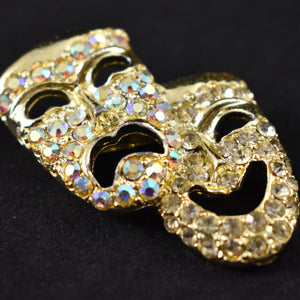 Comedy & Tragedy Masks Brooch Cats Like Us
