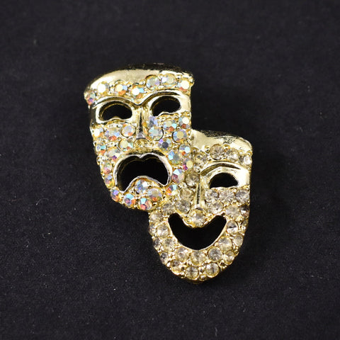 Comedy & Tragedy Masks Brooch Cats Like Us