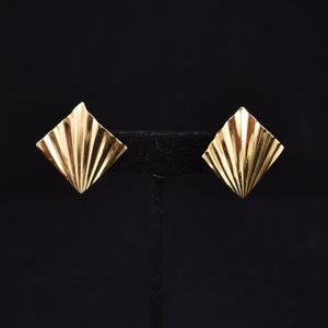 Trifari Gold Fan Earrings