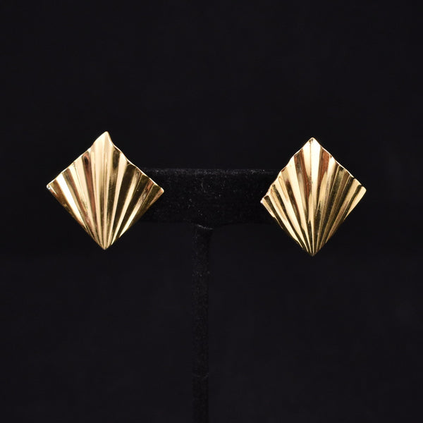 Trifari Gold Fan Earrings