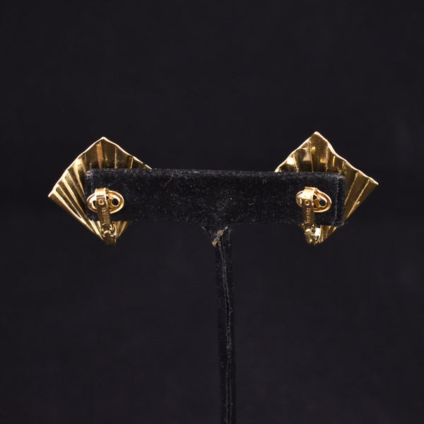 Trifari Gold Fan Earrings