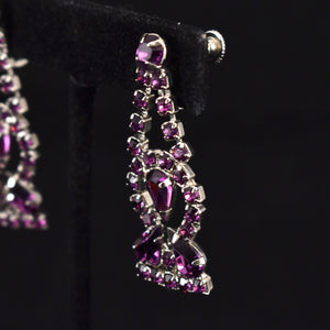 Purple Rhinestone Pendulum Earrings