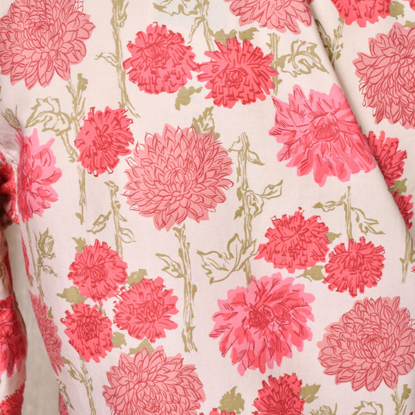 1960s Pink Mum Floral Loop Collar Blouse