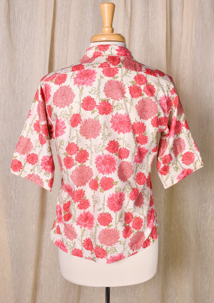 1960s Pink Mum Floral Loop Collar Blouse