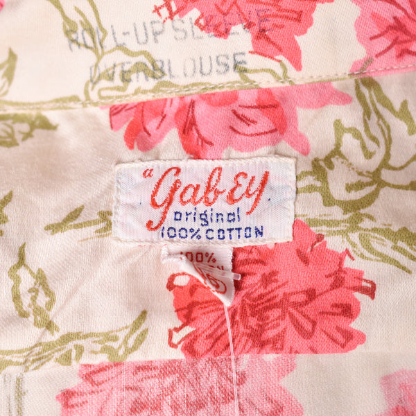 1960s Pink Mum Floral Loop Collar Blouse