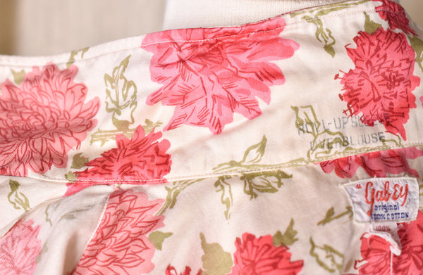 1960s Pink Mum Floral Loop Collar Blouse