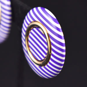 Large Purple Striped Statement Earrings