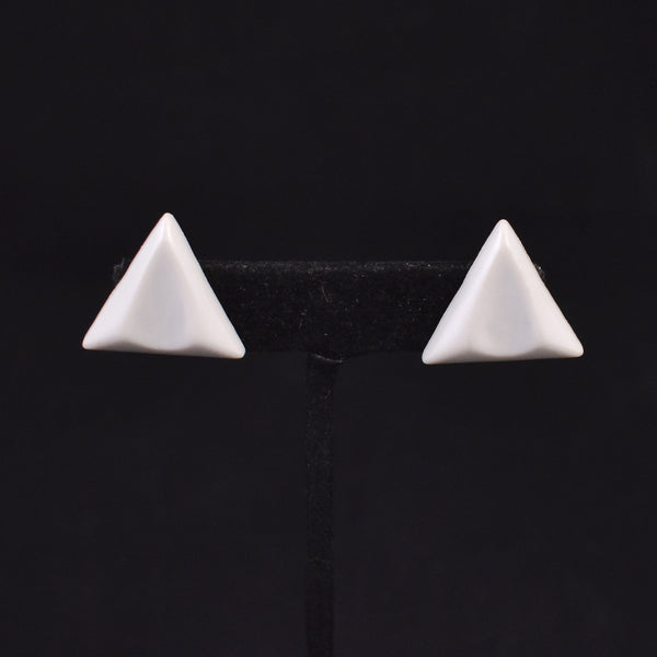 Plastic Gray Triangle Earrings