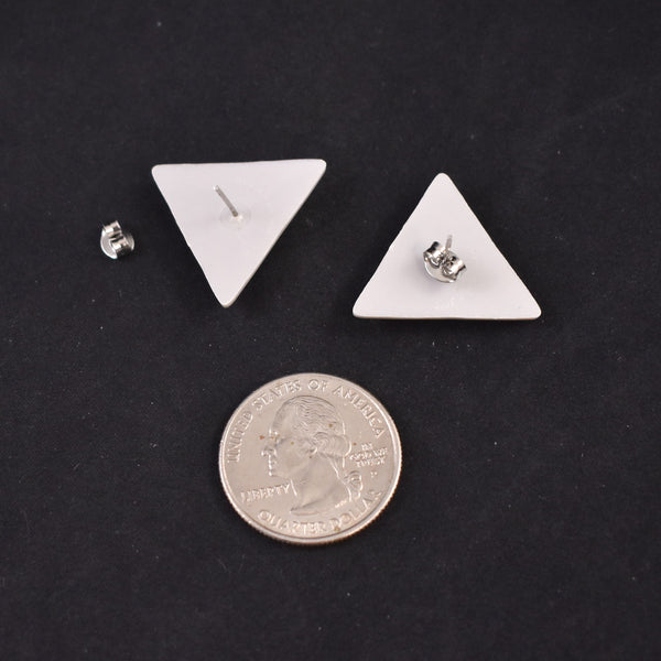 Plastic Gray Triangle Earrings