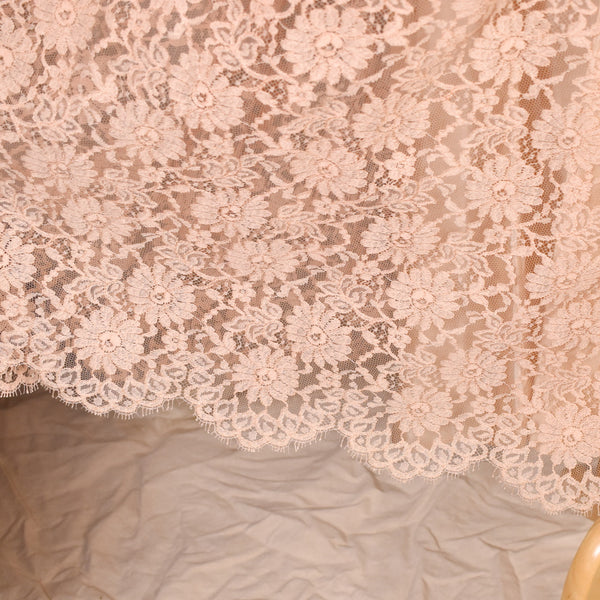 1950s Dusty Rose Sheer Illusion Scallop Lace Skirt Set