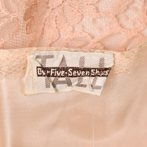 1950s Dusty Rose Sheer Illusion Scallop Lace Skirt Set