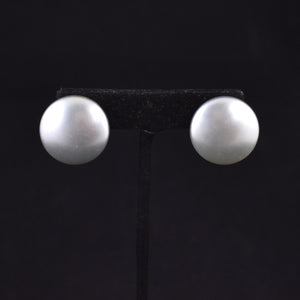 Gray Pearl Button Dot Earrings