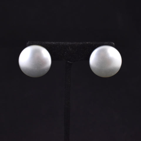 Gray Pearl Button Dot Earrings