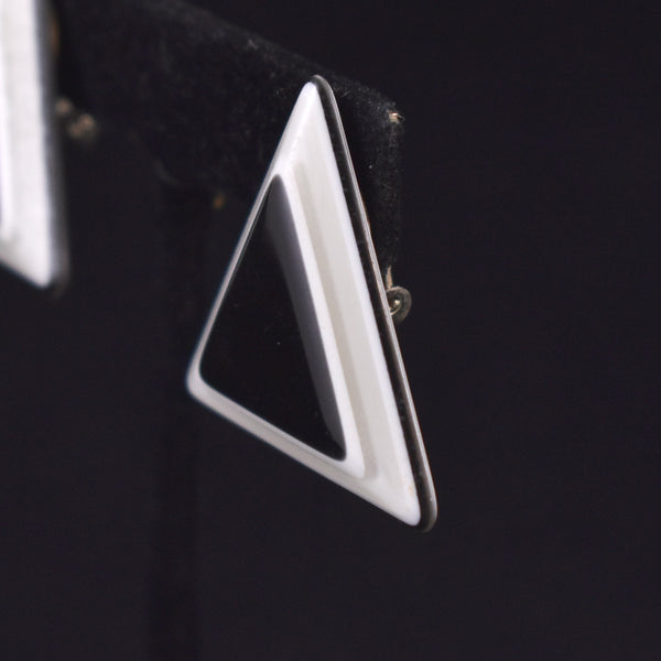 Black & White Triangle Earrings