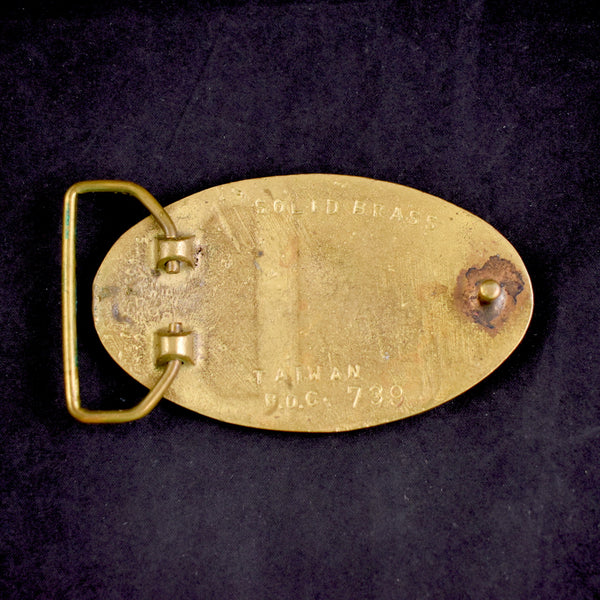 1970s Skiing Solid Brass Belt Buckle