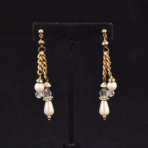 Dangling Chain & Pearl Earrings