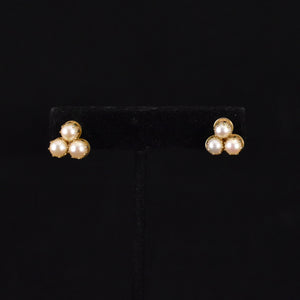 Triple Prong Pearl Earrings