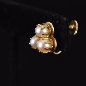 Triple Prong Pearl Earrings