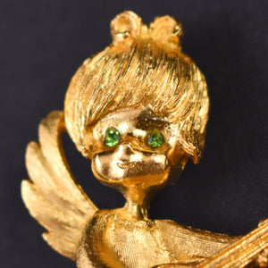 Lute Rocking Angel Brooch Pin