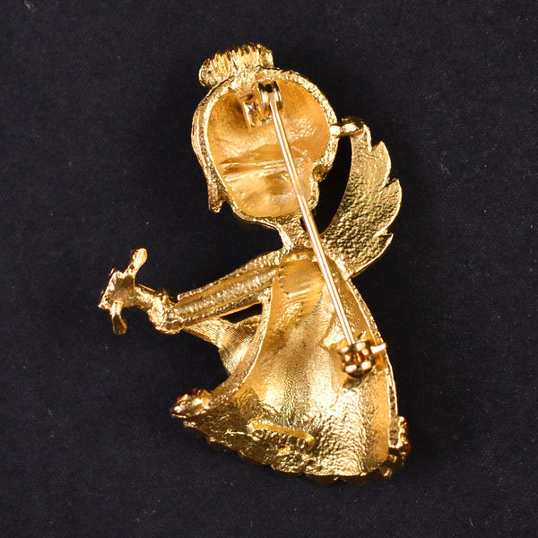 Lute Rocking Angel Brooch Pin