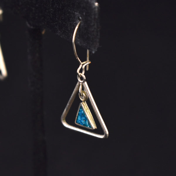 Sterling and Turquoise Triangle Earrings