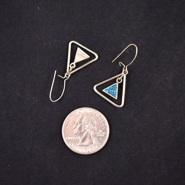 Sterling and Turquoise Triangle Earrings