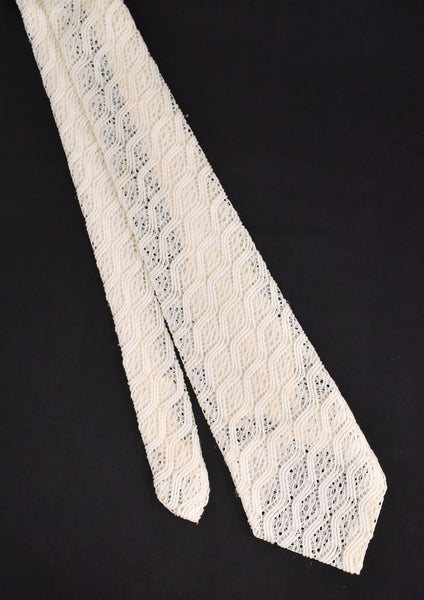 1970s Off White Lace Tie