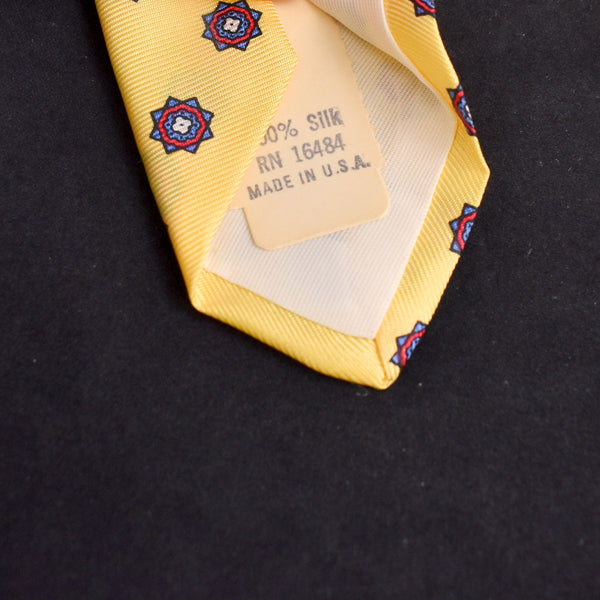 NOS 1980s Silk Yellow Medallion Tie