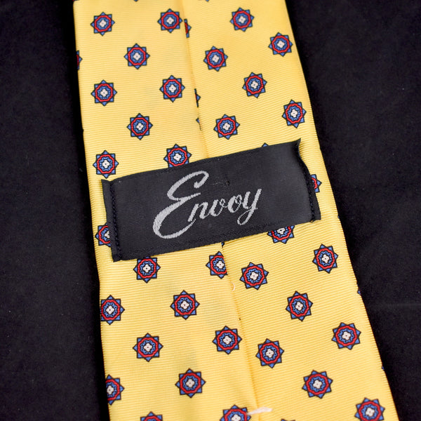 NOS 1980s Silk Yellow Medallion Tie