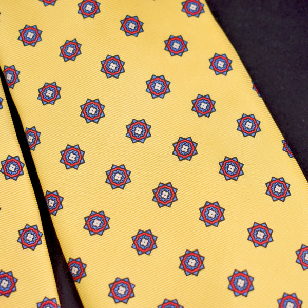 NOS 1980s Silk Yellow Medallion Tie