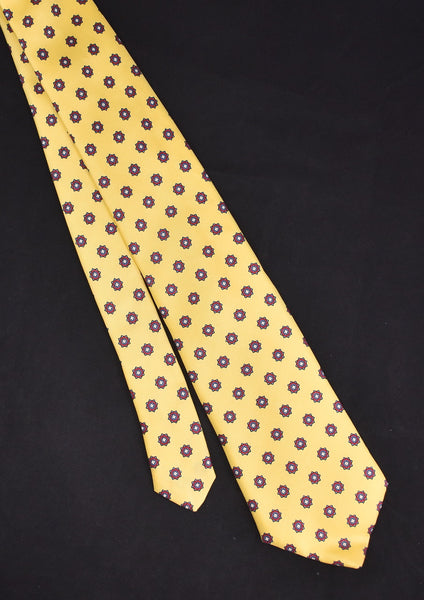 NOS 1980s Silk Yellow Medallion Tie