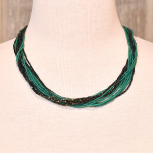 Multi Strand Teal & Black Necklace