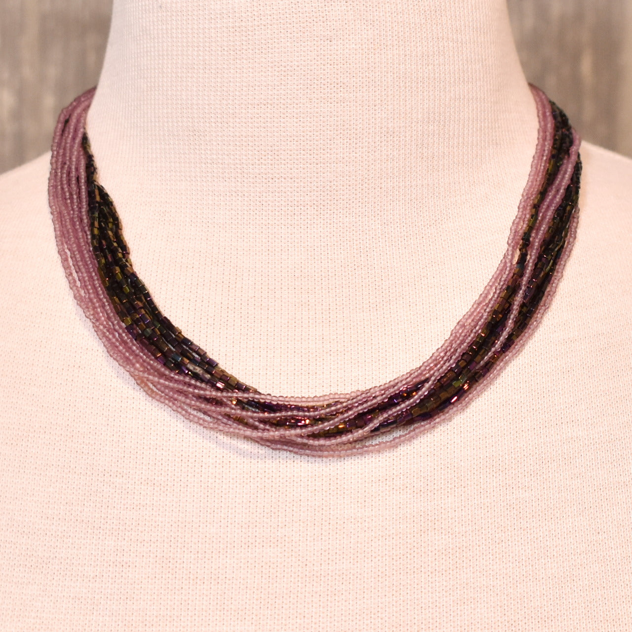 Multi Strand Lavender & Purple Necklace