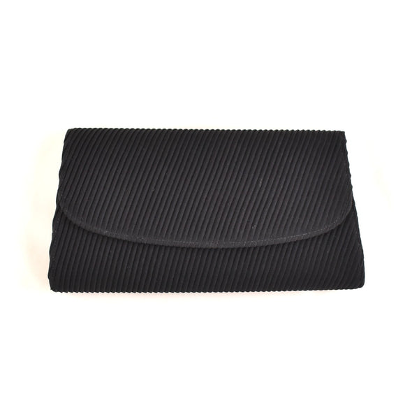 1940s Black Pleated Fabric Clutch Bag