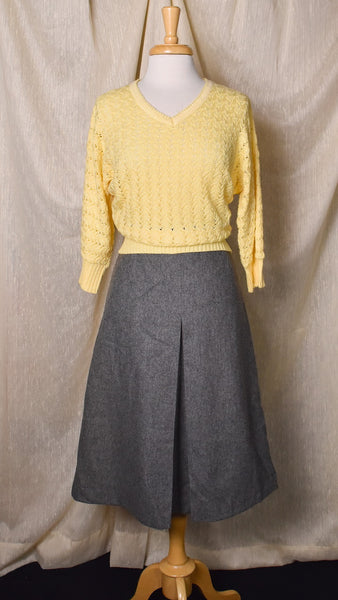 1980s Yellow Open Knit Raglan Sleeve Sweater
