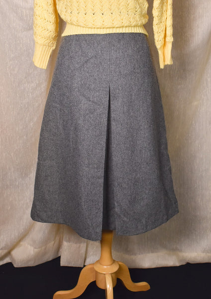 1970s Gray Wool A-line Pleat Skirt
