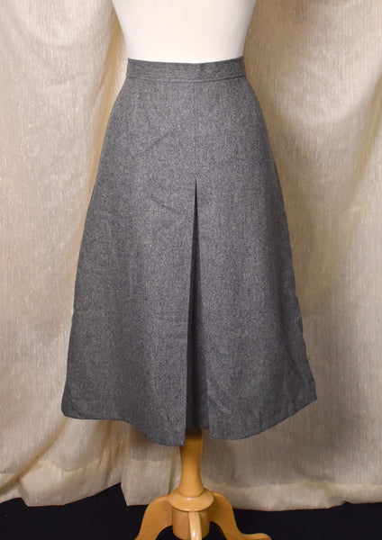 1970s Gray Wool A-line Pleat Skirt