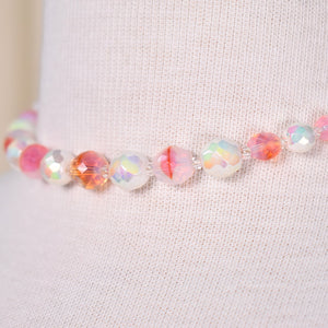 Peach & White Faceted Bead Necklace