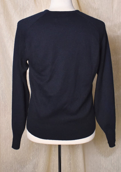 1980s Southern Comfort Navy V Neck Sweater