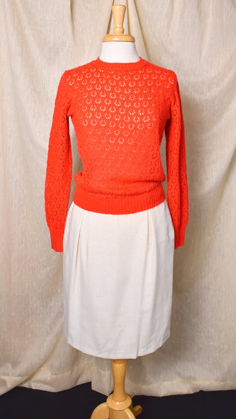 1970s Red Open Knit Sweater