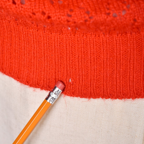 1970s Red Open Knit Sweater