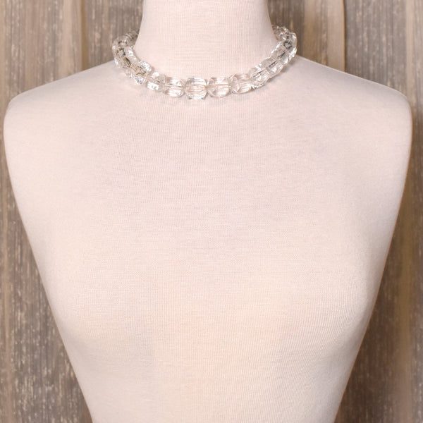 Clear Faceted Bead Elastic Necklace