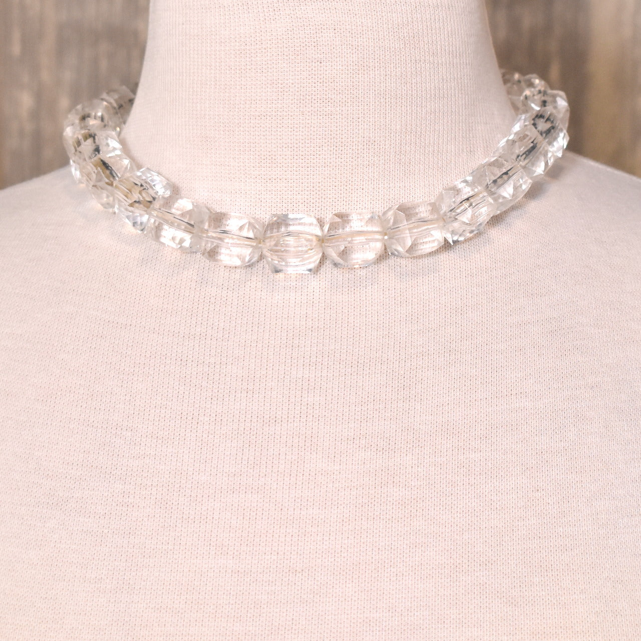 Clear Faceted Bead Elastic Necklace